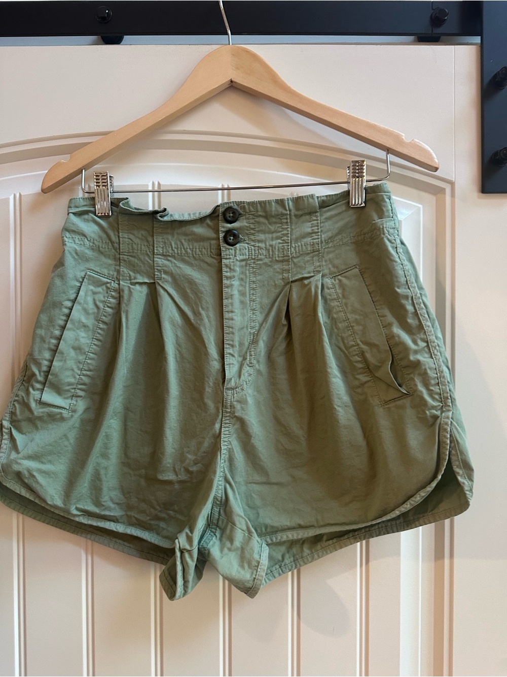 Free People Pleated Shortie Shorts Green M